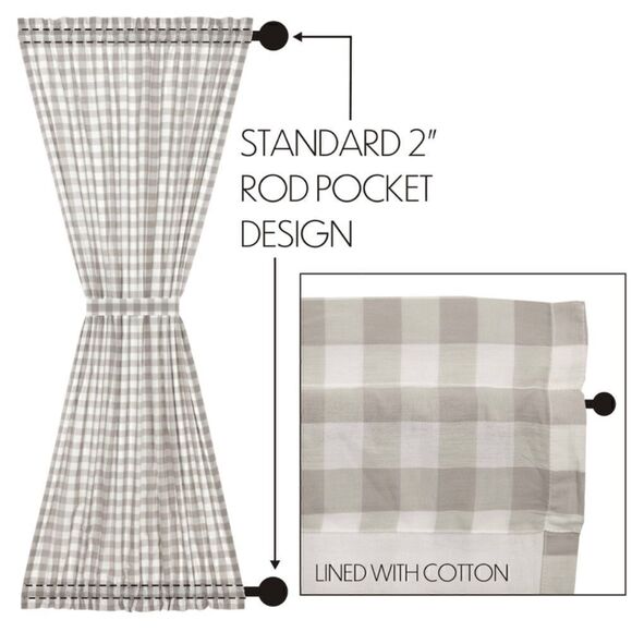 Farmhouse Grey Buffalo Plaid Checked Door Panel 72x40 Country Cottagecore New - Picture 3 of 3